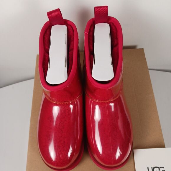 UGG Boots Kids Classic Clear Mini II Red Size 5 New In Box - Picture 7 of 15